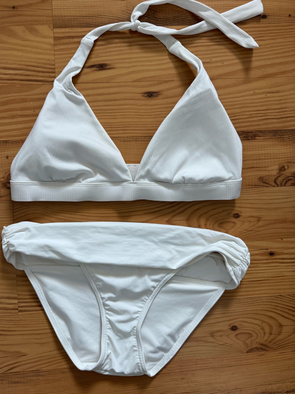 Victoria's Secret White Bikini Swimwear Top size L and Bottom size M